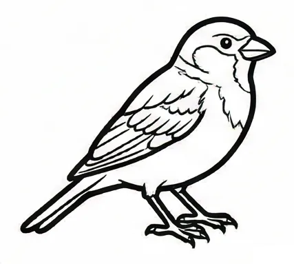 a bird with a black outline on it.webp